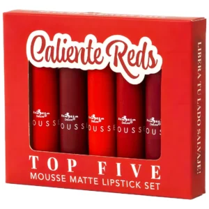 Set de labiales Mousse Matte Top Five de Italia Deluxe en tonos nude, rojos y marrones