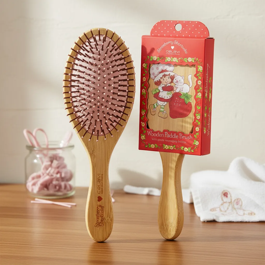 Cepillo para cabello de madera Rosita Fresita de la marca Celavi