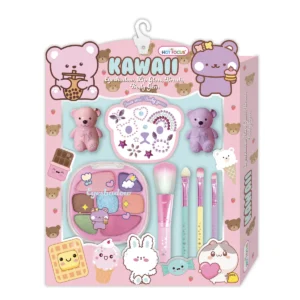 Set de maquillaje Kawaii Beauty con gloss, brochas y gemas