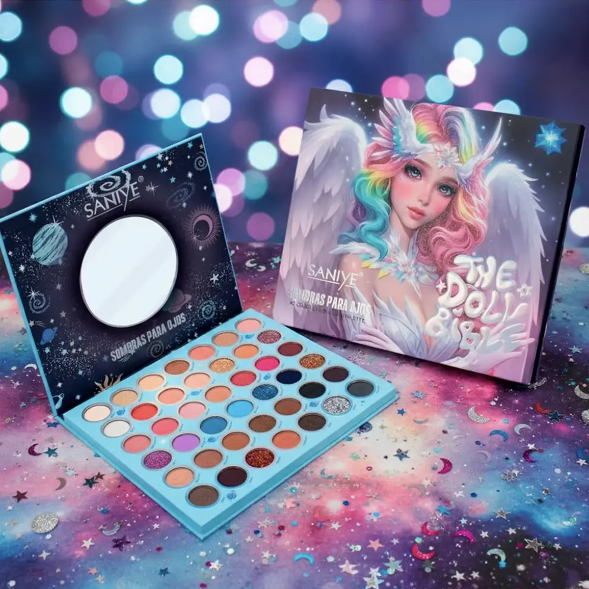 Paleta de sombras Saniye T130 42 tonos mate y metálicos para maquillaje personalizado