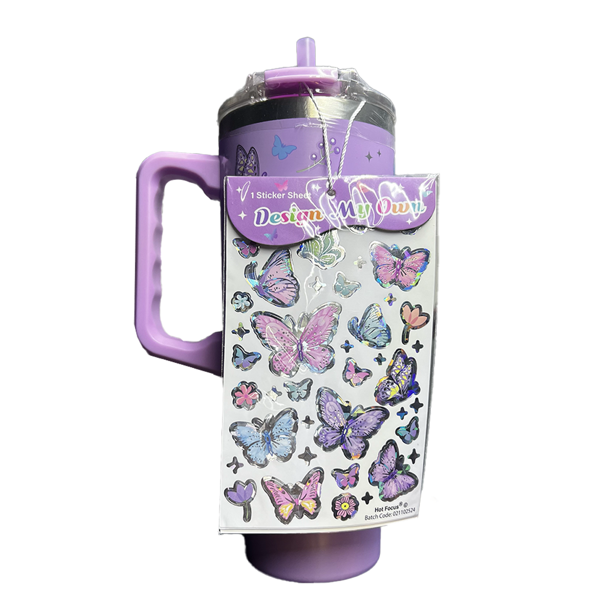 Termo de agua HOT FOCUS mariposas morado