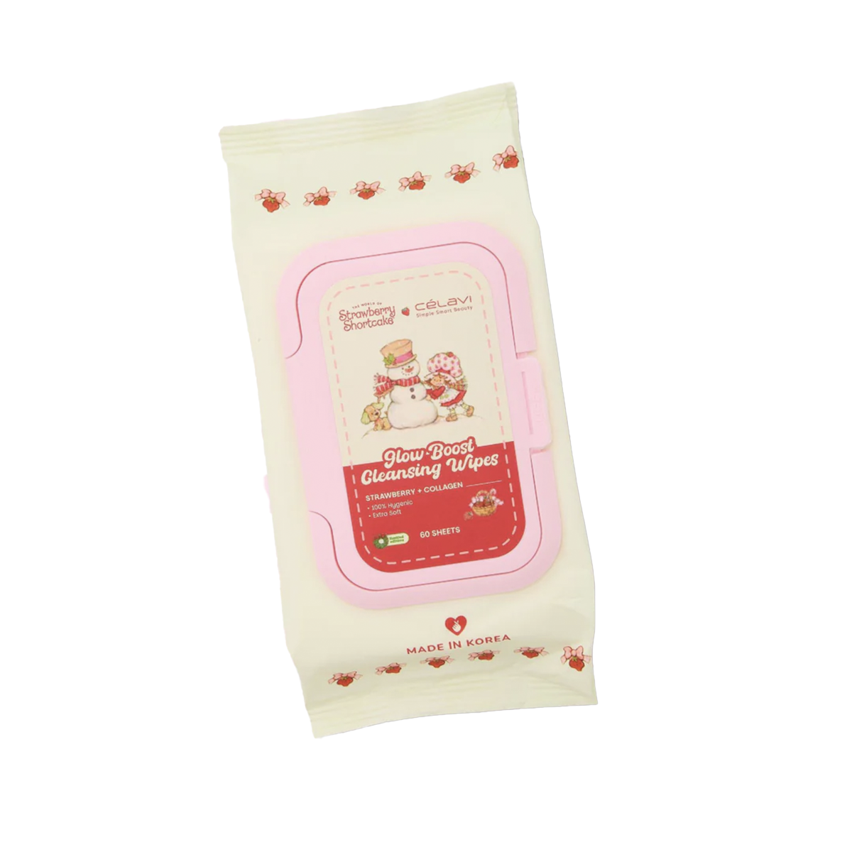 Toallitas desmaquillantes Rosita Fresita de Célavi con extracto de fresa y colágeno para limpieza facial suave