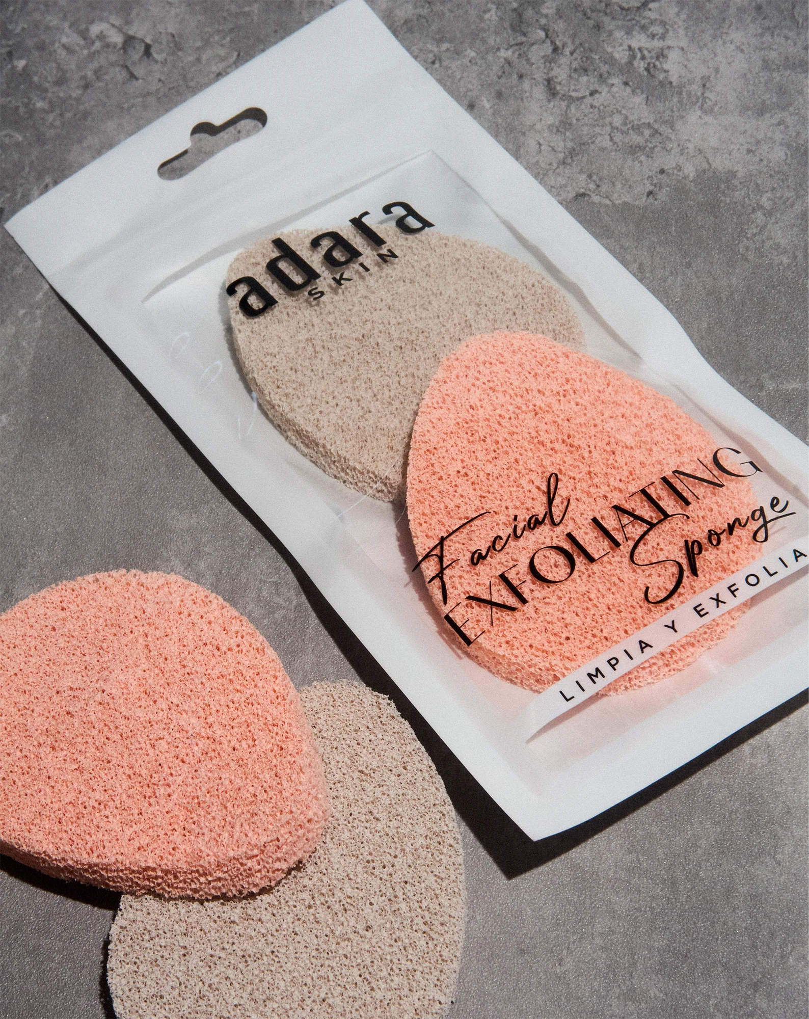 esponja exfoliadora facial adara duo de esponjas faciales adara exfoliating facial sponge adara limpieza profunda rostro esponja adara