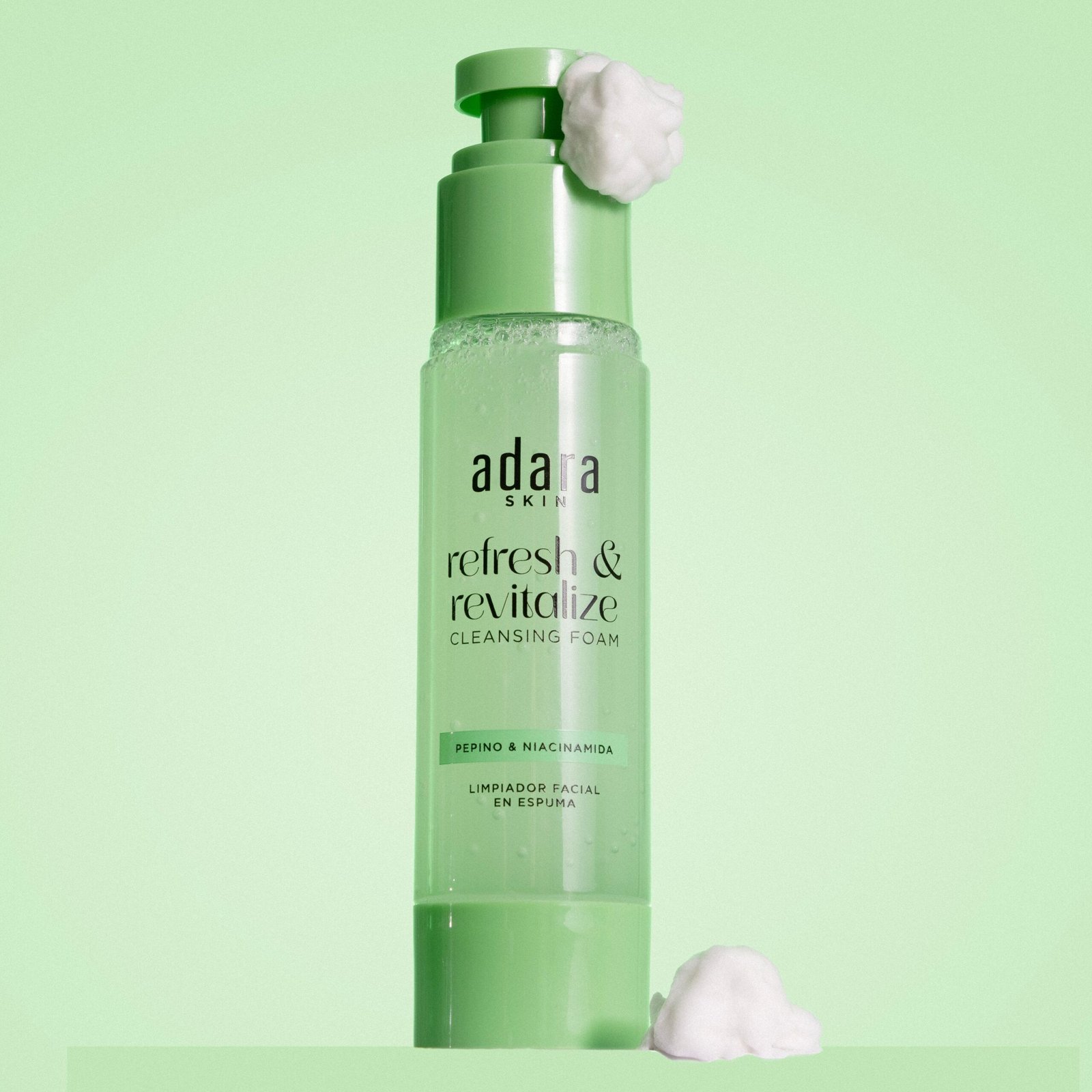 refresh and revitalize cleansing foam adara limpiador facial en espuma adara pepino niacinamida cleansing foam adara limpieza profunda espuma limpiadora adara piel fresca