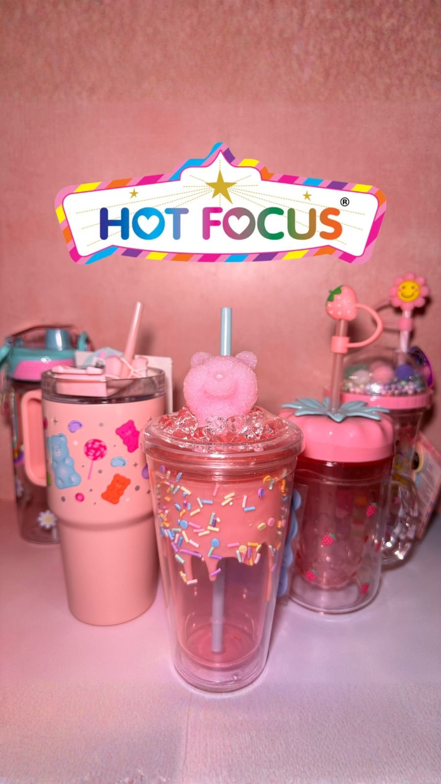 Vasos Hot Focus coloridos y divertidos para niñas
