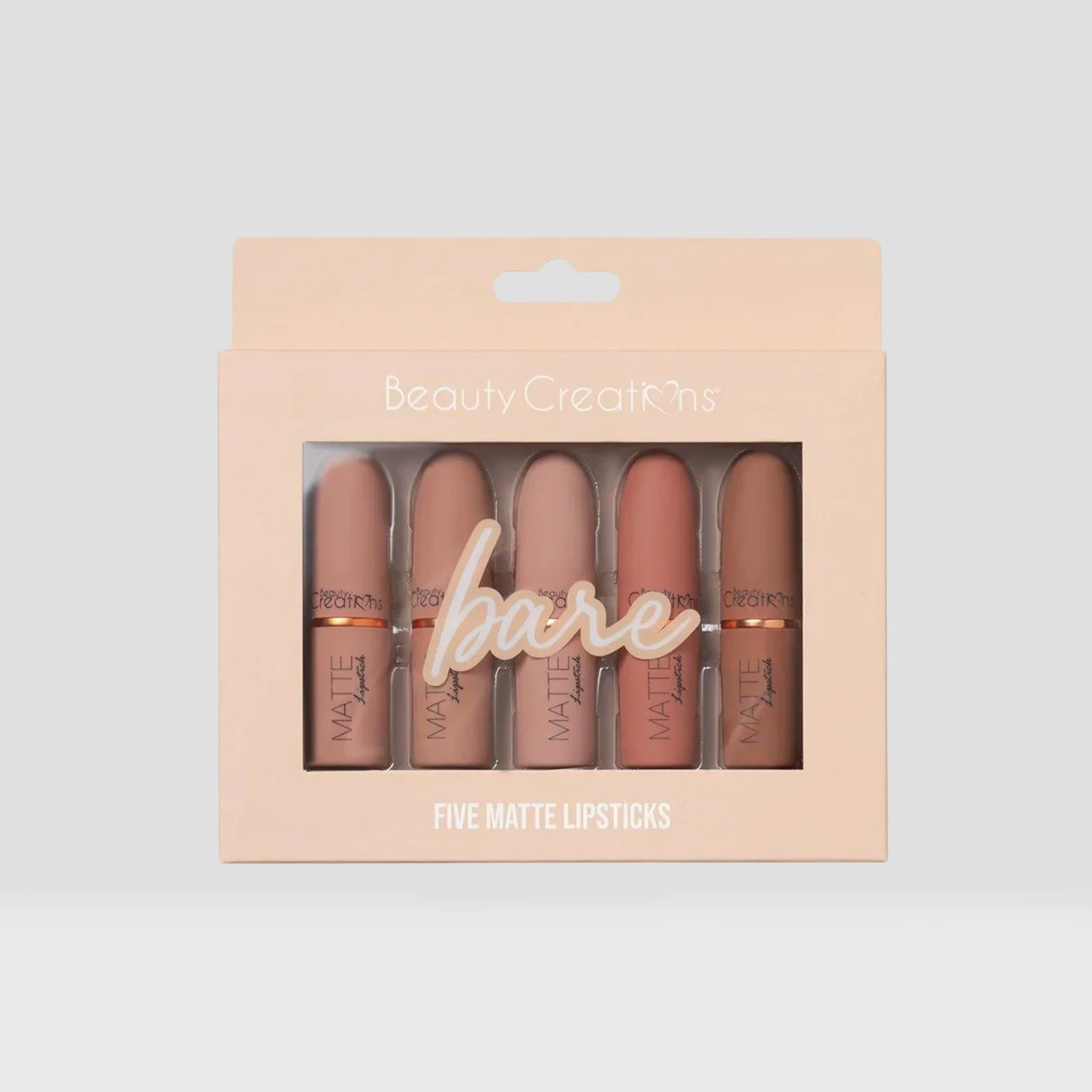 Matte Lipstick set de 5 labiales mate Beauty Creations alta pigmentacion