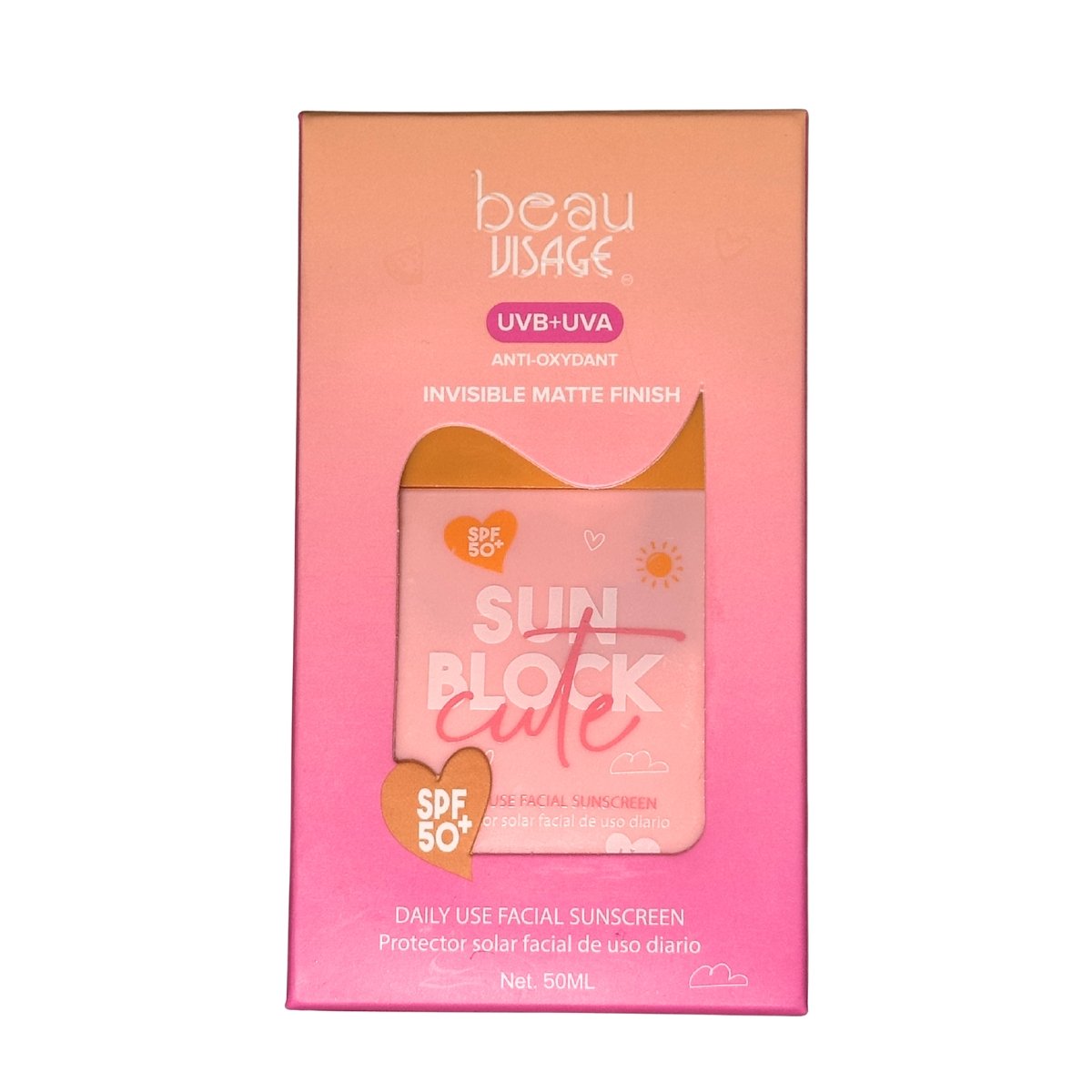 Sun Block Cute Beau Visage protector solar facial SPF 50+