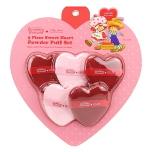 Set de borlas para polvo en forma de corazón Strawberry Shortcake Celavi 5 piezas