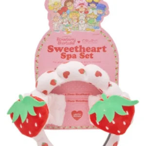 Set spa Strawberry Shortcake con diadema y muñequeras suaves para rutina facial y cuidado personal