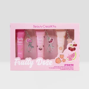 Fruity Dose set trio de balsamos labiales con llavero Beauty Creations aromas frutales