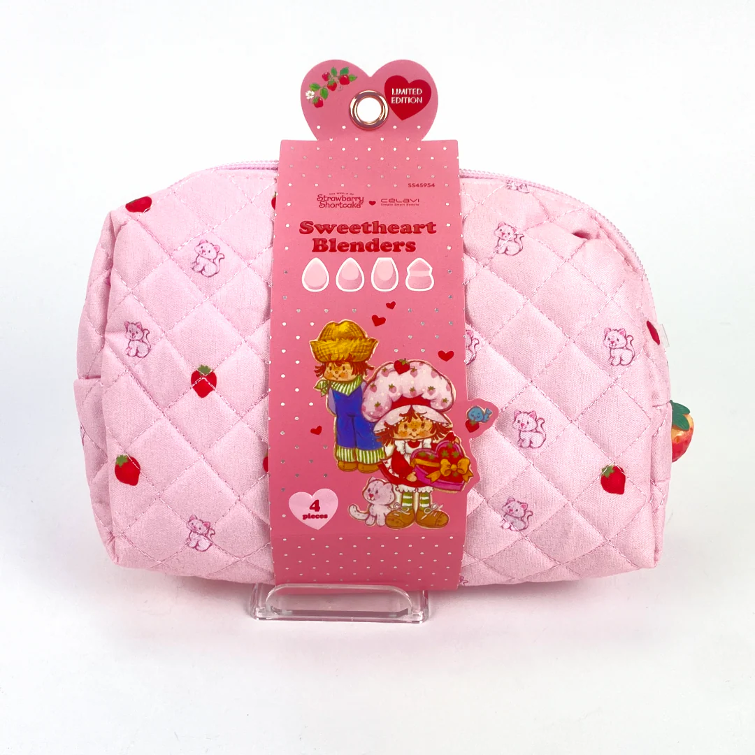 Set de esponjas makeup blender Strawberry Shortcake 4 piezas con bolsa para aplicación uniforme de maquillaje