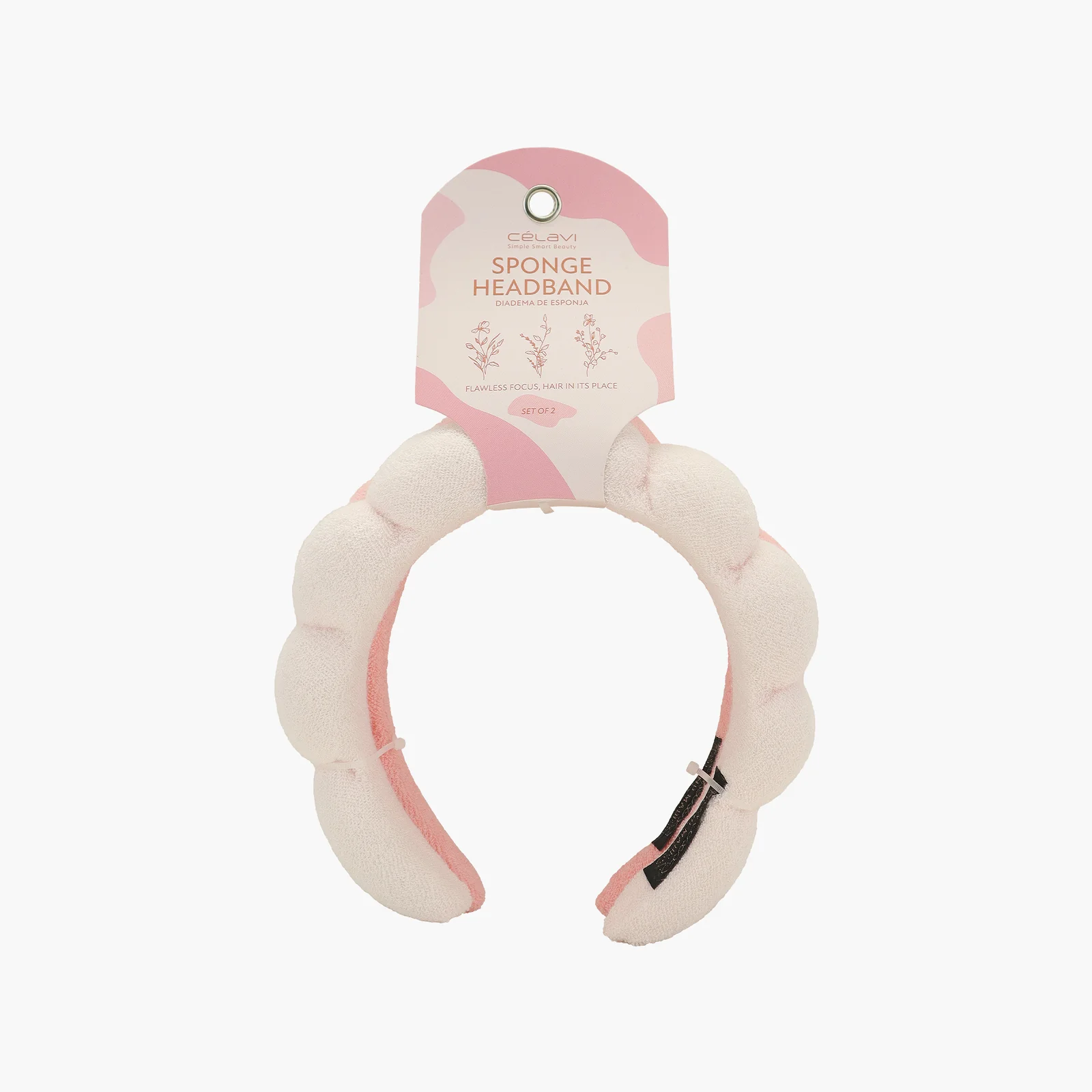 Diademas rosas Celavi set de 2 piezas suaves para maquillaje y rutina de skincare