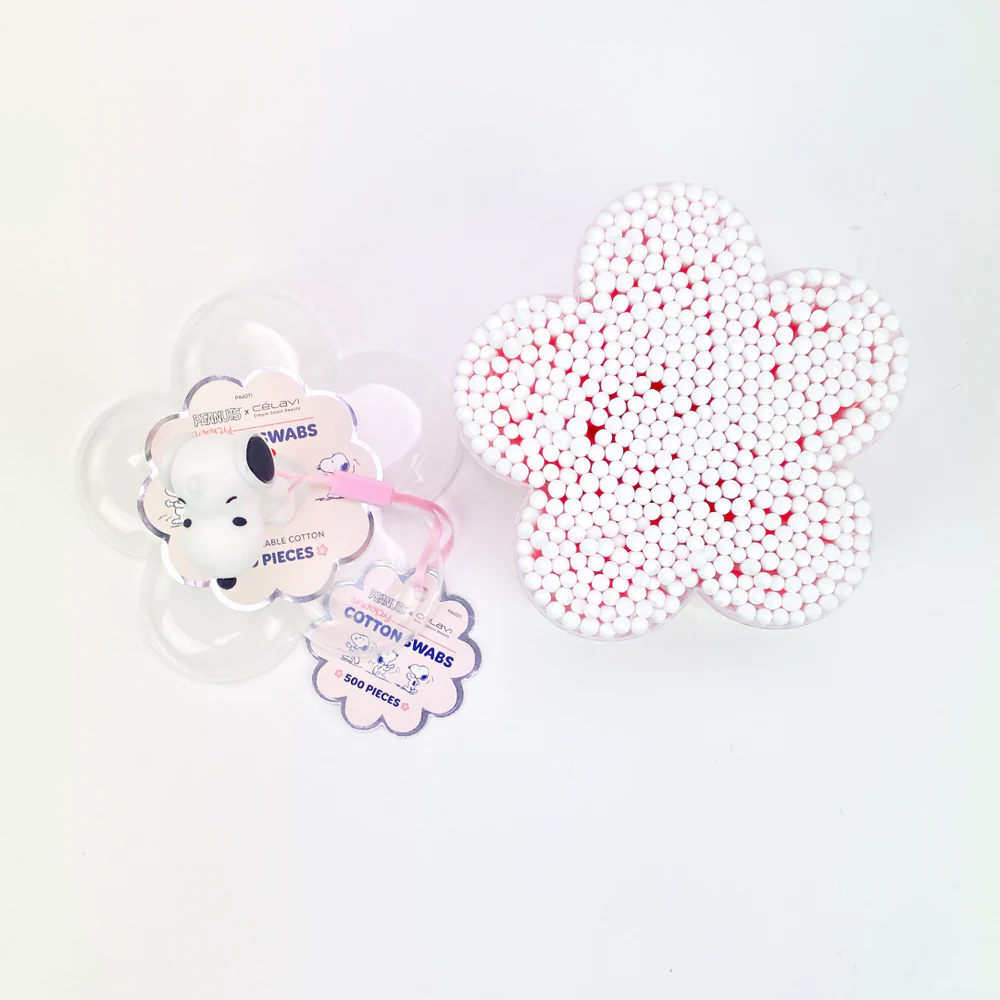 Hisopos de algodon 500 piezas en contenedor acrilico para limpieza y cuidado personal