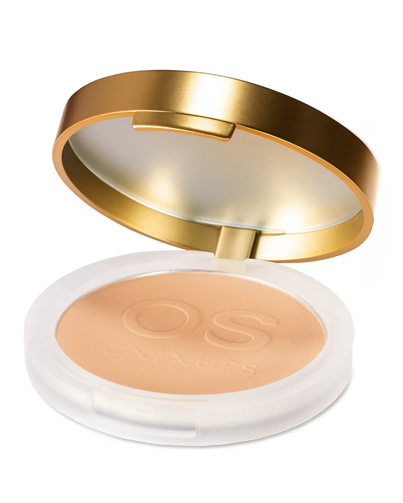 Polvo compacto OS CXLXURS pressed powder con acabado mate natural y control de brillo