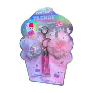 Brillo labial con llavero diseño boba Hot Focus accesorio cute y portátil