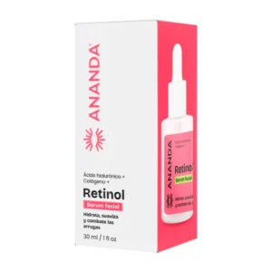 Serum facial Ananda con variantes de acido hialuronico vitamina c colageno niacinamida y retinol