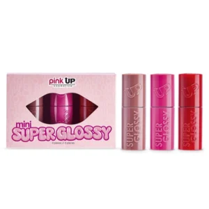 Mini Super Glossy Pink Up gloss labial con brillo intenso y presentacion mini de 3 tonos