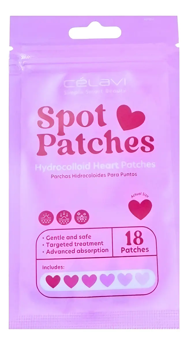 Spot patches corazón Célavi para granitos y skincare aesthetic