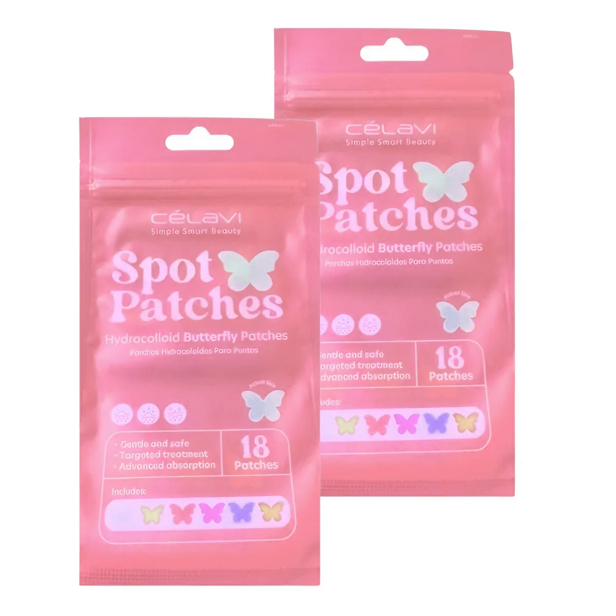 Spot patches mariposa Célavi para granitos y skincare aesthetic