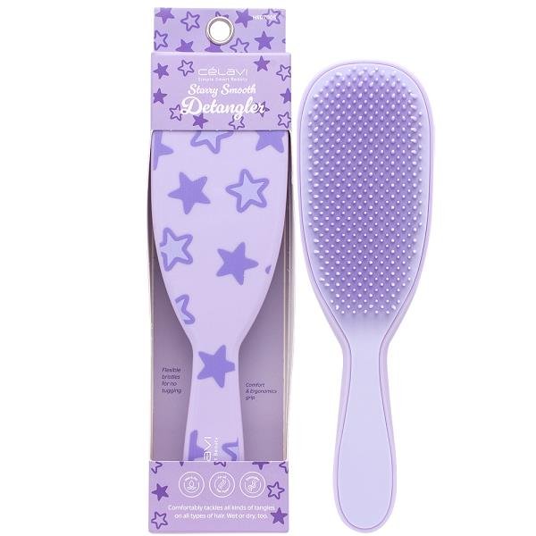Cepillo desenredante de cabello Celavi Tangle-Free Starry Smooth con estampado de estrellas y cerdas flexibles
