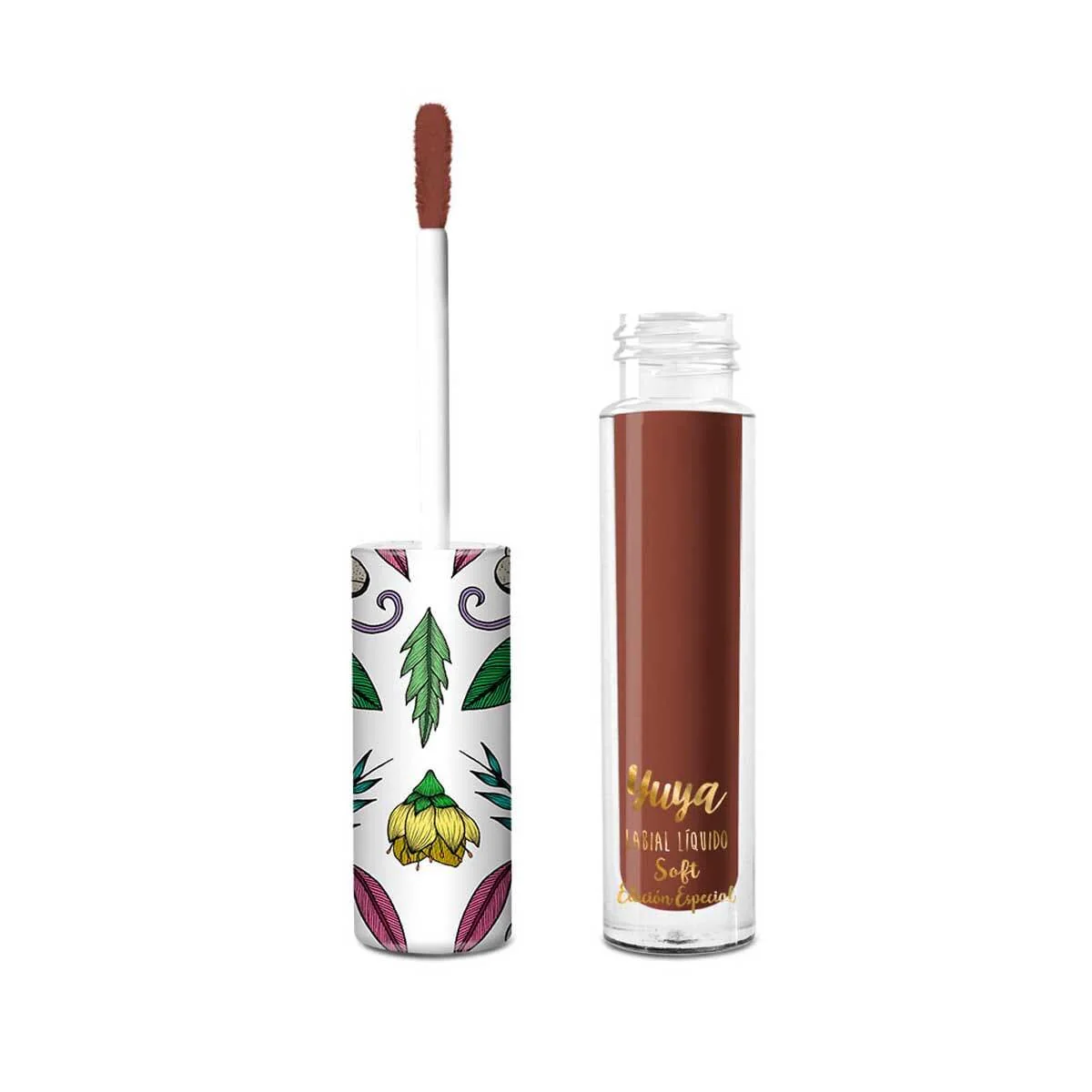Labial líquido soft de Yuya en el tono Existir con textura ligera y acabado natural coleccionable