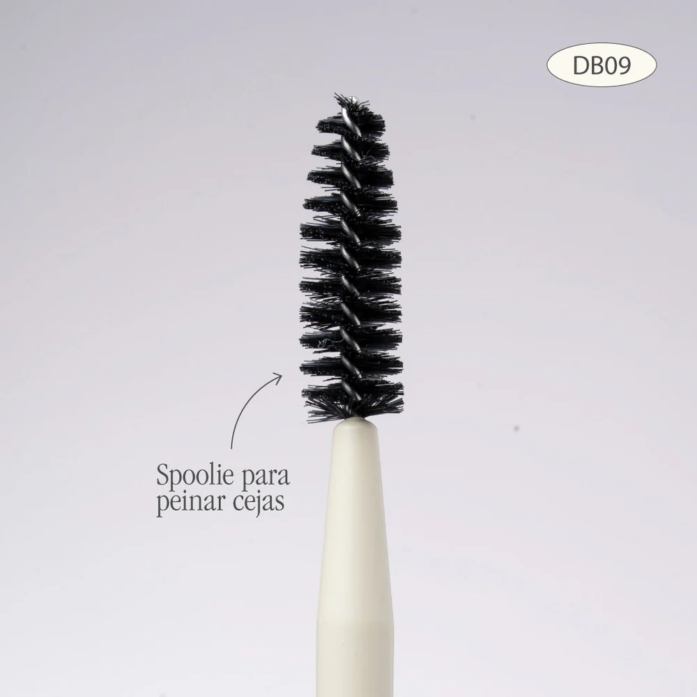 Brocha Dúo para Cejas y Espátula Atenea con spoolie profesional para peinar, definir y laminar cejas