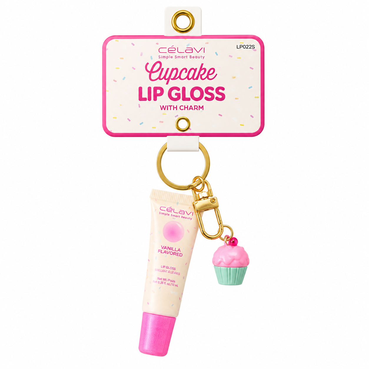Cupcake Lip Gloss with Charm Vanilla Célavi brillo labial con aroma a vainilla y llavero decorativo