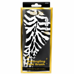 Cepillo desenredante HRF020 Célavi con diseño zebra para cabello lacio ondulado y rizado