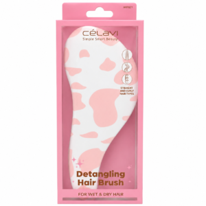 Cepillo desenredante HRF021 Célavi color rosa con estampado tipo vaca para todo tipo de cabello