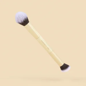 Brocha Dúo Tipo Gota Atenea para aplicar y difuminar base, corrector y maquillaje facial