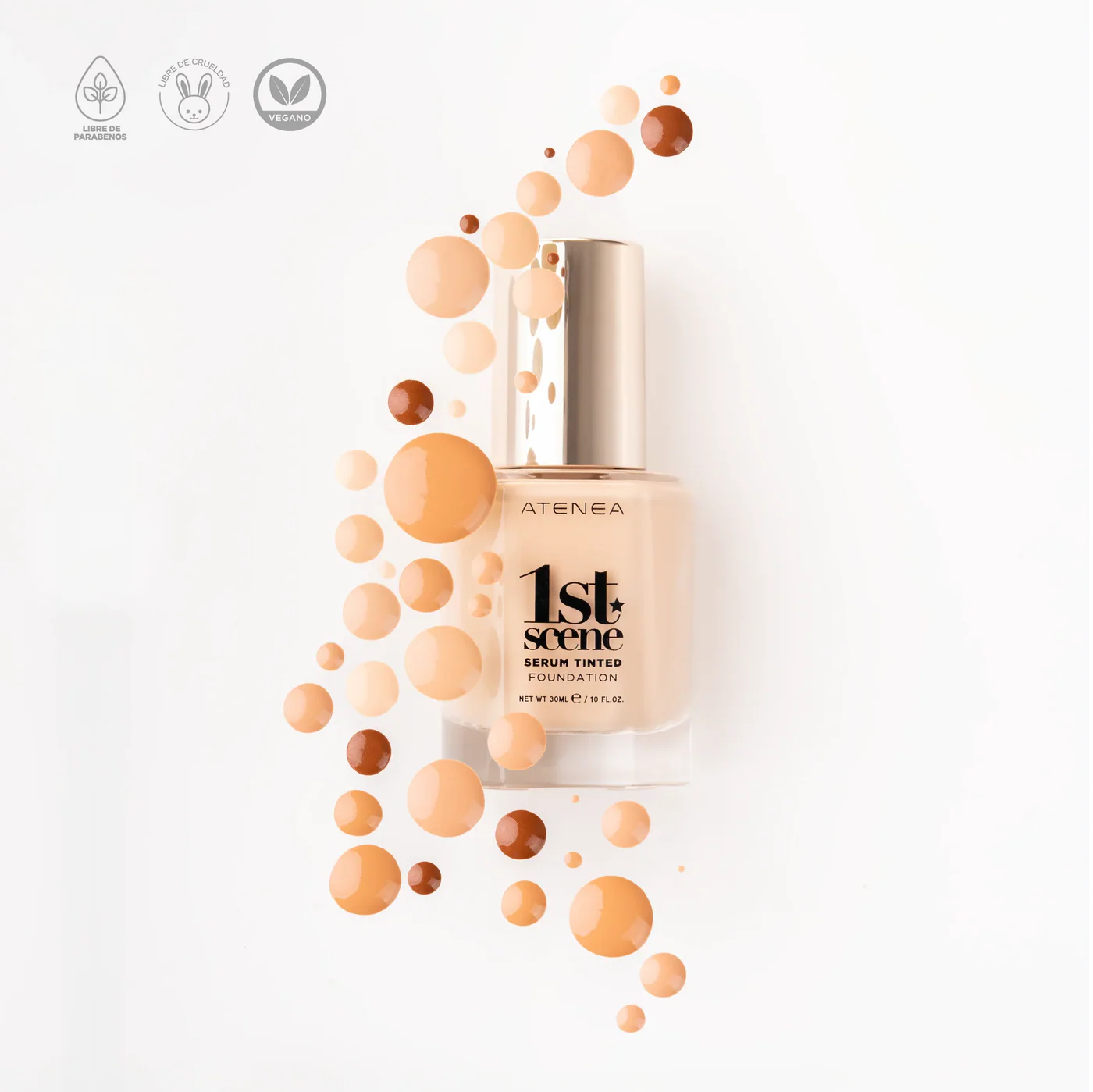 Serum Tinted Foundation Atenea base sérum con ácido hialurónico y acabado luminoso
