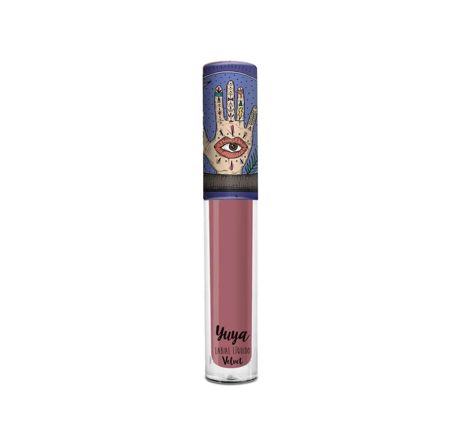Labial líquido velvet de Yuya en el tono Traviesa con acabado mate aterciopelado y empaque coleccionable
