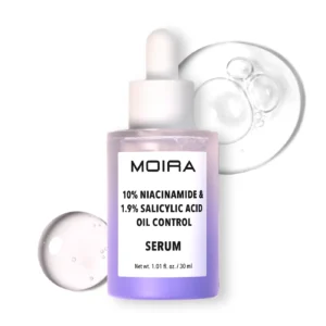 Oil Control Serum MOIRA con niacinamida y ácido salicílico para control de grasa y apariencia de poros