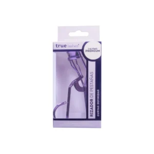 Rizador de pestañas morado True Lashes con gomas de repuesto para lograr curvas definidas