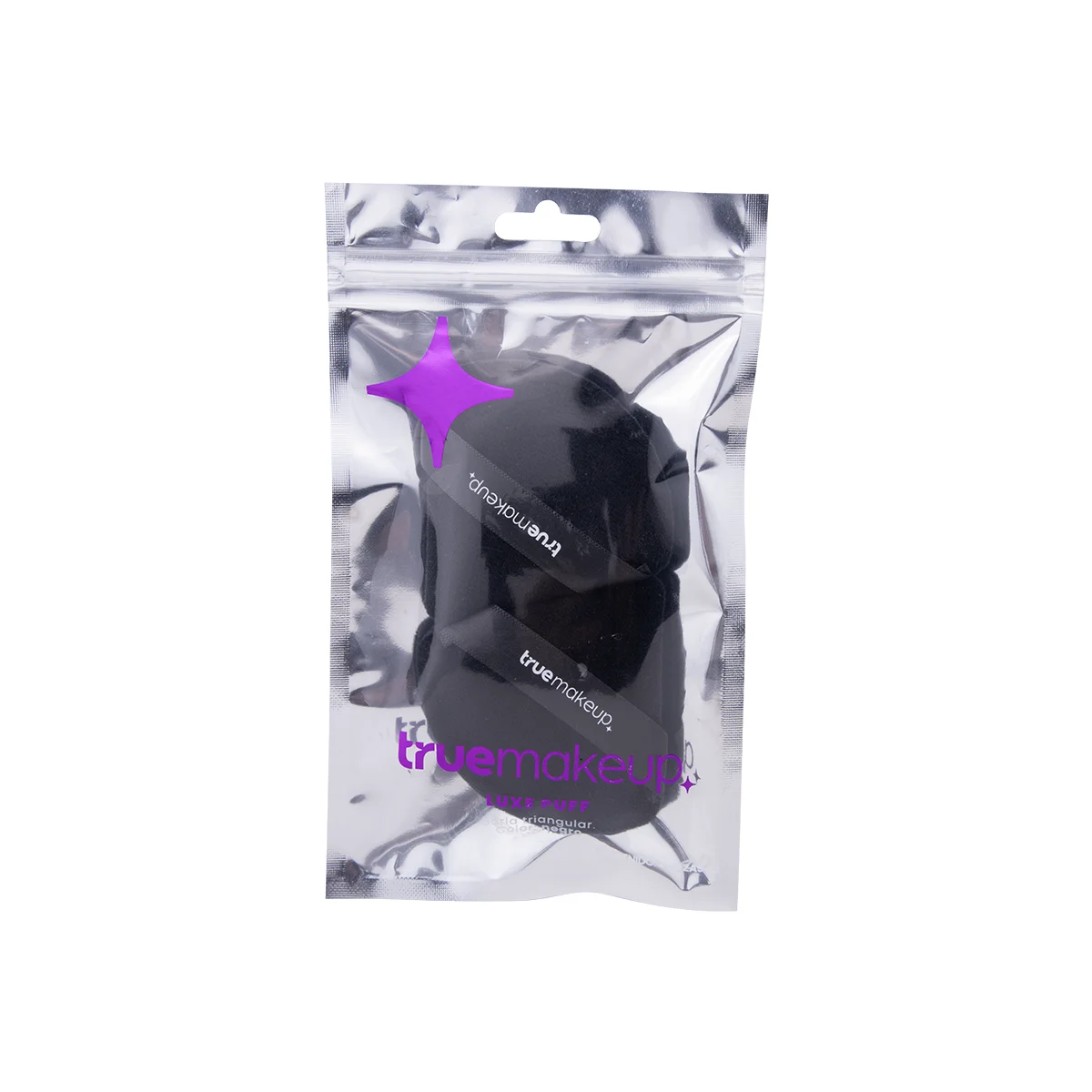 Luxe Puff negra True Makeup set de borlas triangulares para aplicar polvo y sellar maquillaje