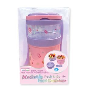 Hot Focus Pack & Go Dulce recipiente apilable con división, cubierto 2 en 1 y bolsa de gel