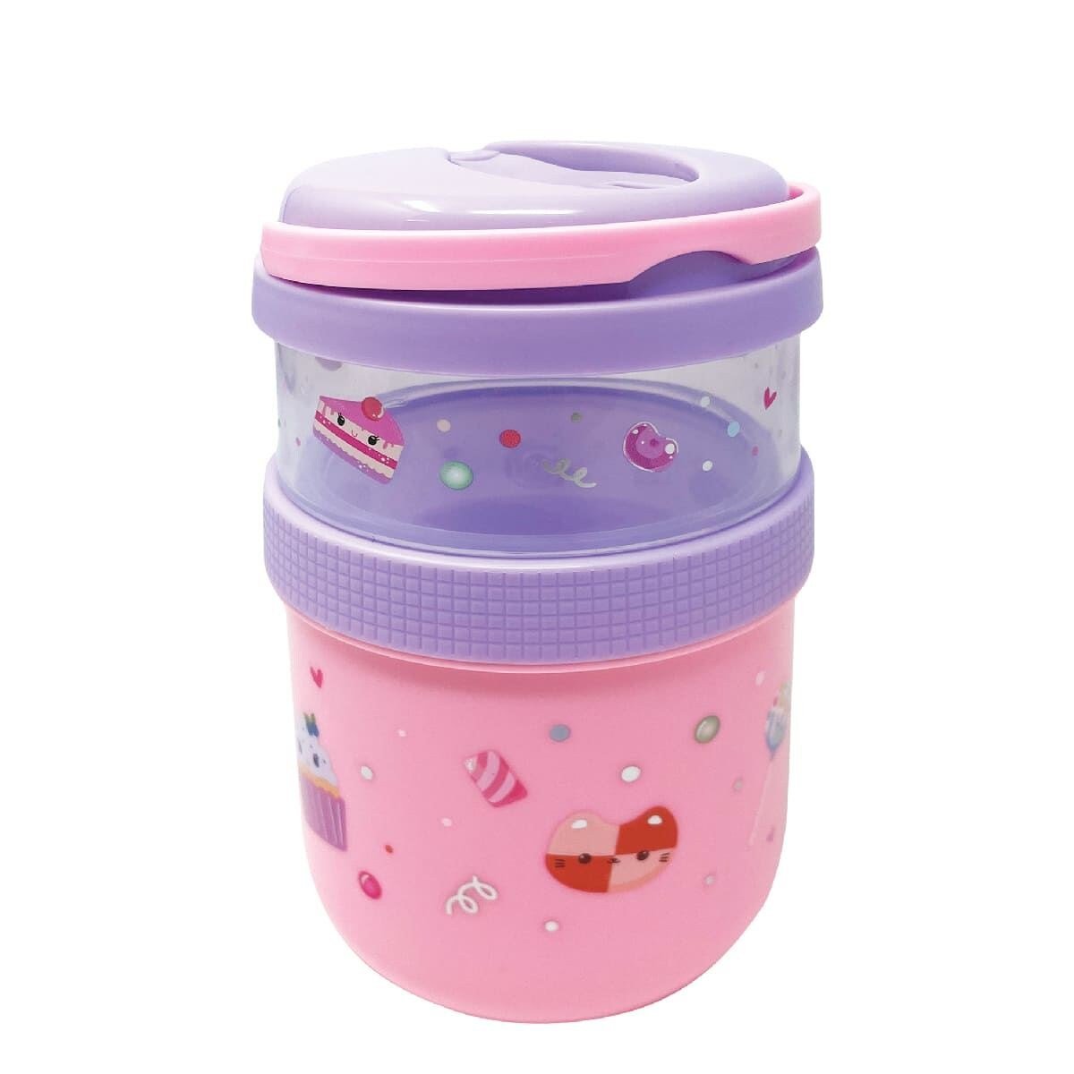 Hot Focus Pack & Go Dulce recipiente apilable con división, cubierto 2 en 1 y bolsa de gel