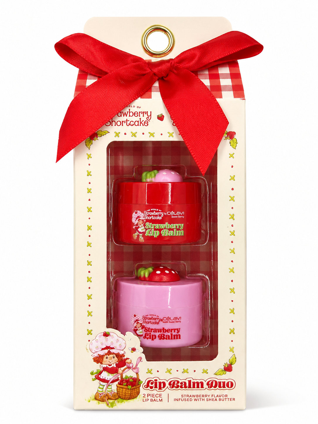 Celavi x Strawberry Shortcake Lip Balm Duo set de dos bálsamos labiales con aroma a fresa y manteca de karité