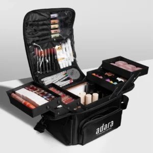 Adara Maletín Plegable MKP02 organizador profesional para maquillaje con cuatro bandejas desplegables