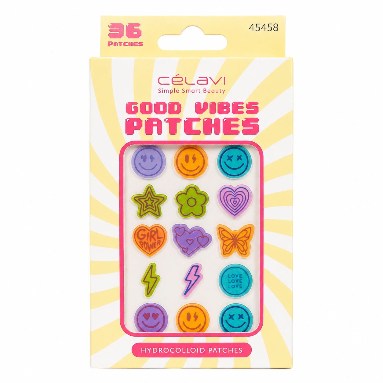 Celavi Good Vibes Hydrocolloid Patches 36 parches para acné con tecnología hidrocoloide