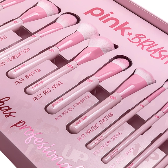 Pink Up PR Box Pink Brushes kit profesional con 20 brochas para maquillaje en caja edición limitada