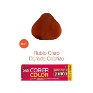 Xiomara CoberColor 8.34 Rubio Claro Dorado Cobrizo tinte permanente en crema con cobertura total de canas y brillo profesional