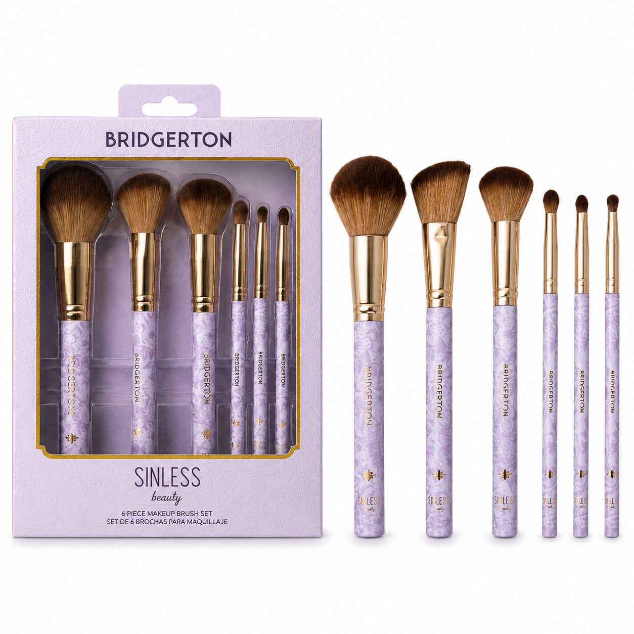 Sinless Beauty Brush Set Bridgerton The Finishing Touch con 6 brochas profesionales para rostro y ojos