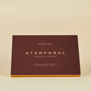 ATENEA Paleta de Sombras Atemporal Makeup Expert con 35 tonos nude, cálidos, cafés, dorados y rosados en acabados mate y shimmer.