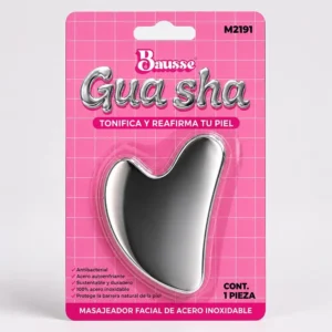 Bausse Gua Sha facial de acero inoxidable para masaje facial y drenaje linfático.
