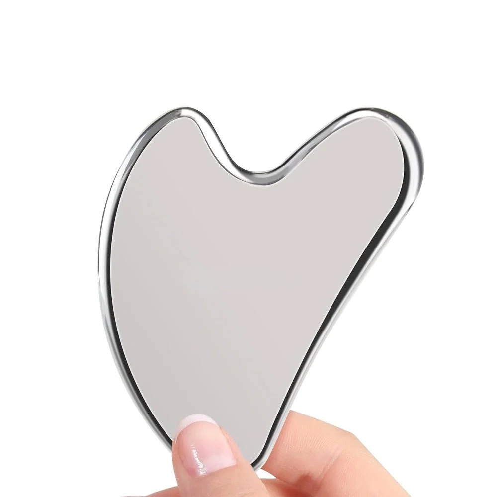 Bausse Gua Sha facial de acero inoxidable para masaje facial y drenaje linfático.
