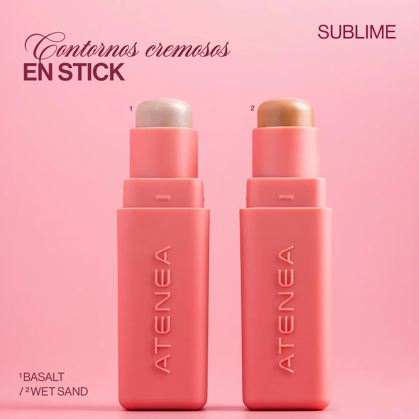ATENEA Contorno en Stick Sublime disponible en los tonos BASALT y WET SAND