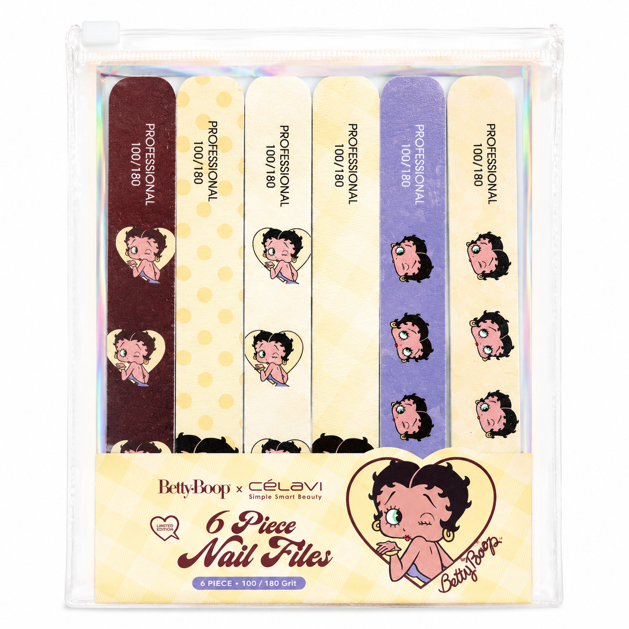 CELAVI Betty Boop Nail Files set de 6 limas para uñas 100/180