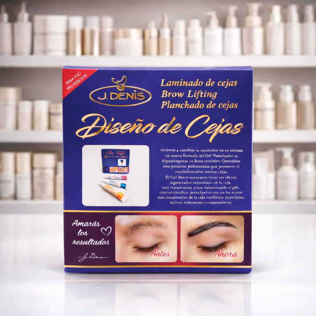 J DENIS Kit de Laminado de Cejas profesional para moldear y fijar las cejas.