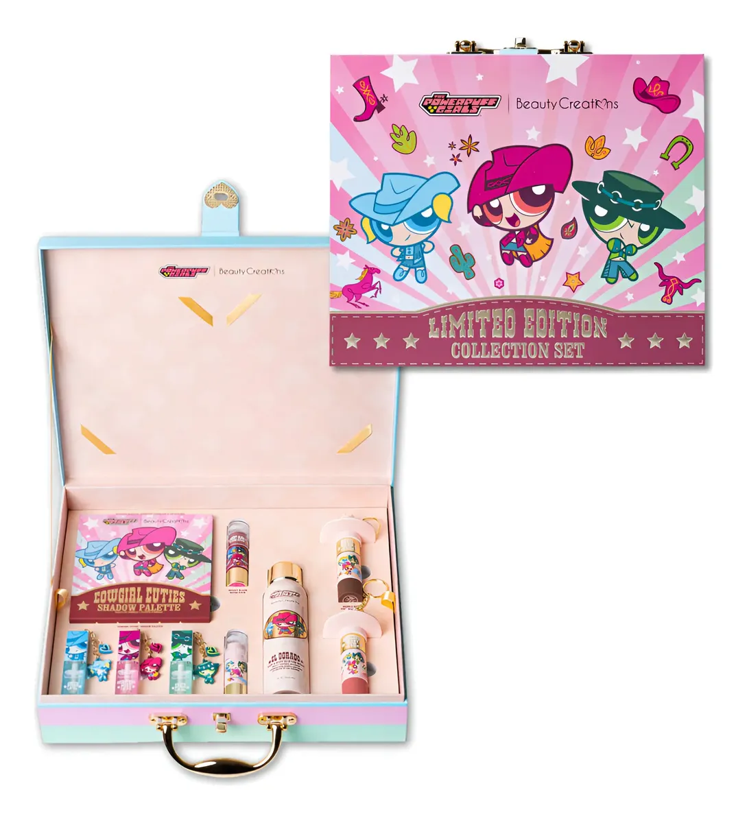 Set de maquillaje Beauty Creations x The Powerpuff Girls PR Box inspirado en Las Chicas Superpoderosas.